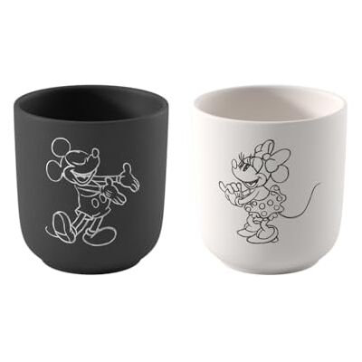 Villeroy & Boch Manufacture Rock – Mickey Mouse – Kaffeebecher, 2-teilig, schwarz/weiß, spülmaschinenfest & mikrowellensicher, Schieferoptik mit Disney Mickey Mouse Kreidedekor, Premium Porzellan Villeroy & Boch Manufacture Rock – Mickey Mouse – Kaffeebecher, 2-teilig, schwarz/weiß, spülmaschinenfest & mikrowellensicher, Schieferoptik mit Disney Mickey Mouse Kreidedekor, Premium Porzellan