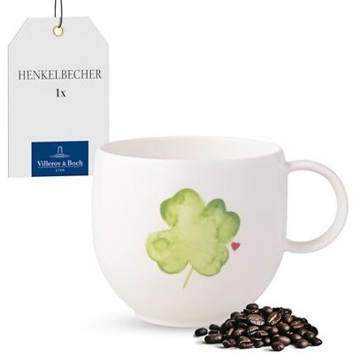 Villeroy & Boch – With Love Kaffeebecher "Good Luck" Weiß, Spülmaschinenfest, Mikrowellensicher, Kaffeetasse Kleeblatt, Heißgetränkebecher, Tasse, Geschenk, Premium Porzellan Villeroy & Boch – With Love Kaffeebecher "Good Luck" Weiß, Spülmaschinenfest, Mikrowellensicher, Kaffeetasse Kleeblatt, Heißgetränkebecher, Tasse, Geschenk, Premium Porzellan