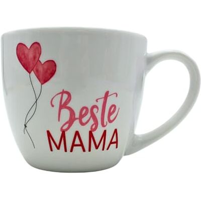 Dekohelden24 XXL Trinkbecher Maxi Kaffeebecher Tassengeschenk Mama, Kaffeetasse,Tasse aus Porzellan, Motiv: Beste Mama, in weiß, Größe H/Ø: 9,2 x 10,5 cm, Fassungsvermögen 400 ml, Spülmaschinengeeignet. Dekohelden24 XXL Trinkbecher Maxi Kaffeebecher Tassengeschenk Mama, Kaffeetasse,Tasse aus Porzellan, Motiv: Beste Mama, in weiß, Größe H/Ø: 9,2 x 10,5 cm, Fassungsvermögen 400 ml, Spülmaschinengeeignet.