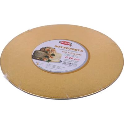 Graziano Cakeboard Kuchenplatte aus Gold Elegantes, Starres Tablett für Kuchen Ideal zum Transport und für Mehrstöckige Kuchen Leicht Waschbar, Ø 26 cm Graziano Cakeboard Kuchenplatte aus Gold Elegantes, Starres Tablett für Kuchen Ideal zum Transport und für Mehrstöckige Kuchen Leicht Waschbar, Ø 26 cm