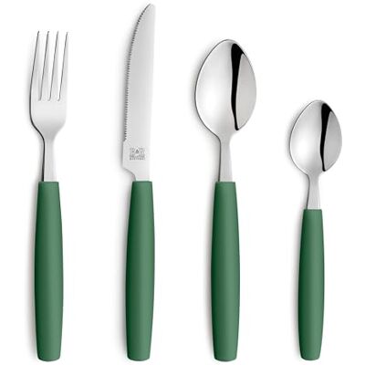 Beckmann & Rommerskirchen VALOA Besteck Set 4 Personen 16-teilig Dunkelgrün Spülmaschinenfest Hochglanzpoliert Essbesteck: 4x Messer, Gabel, Esslöffel, Kaffeelöffel Beckmann & Rommerskirchen VALOA Besteck Set 4 Personen 16-teilig Dunkelgrün Spülmaschinenfest Hochglanzpoliert Essbesteck: 4x Messer, Gabel, Esslöffel, Kaffeelöffel