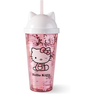p:os Hello Kitty Trinkbecher Kinder mit Deckel und Strohhalm 425 ml kohlensäuregeeignet großer Strohhalmbecher für kalte Getränke Kinderbecher für Schule und Kindergarten p:os Hello Kitty Trinkbecher Kinder mit Deckel und Strohhalm 425 ml kohlensäuregeeignet großer Strohhalmbecher für kalte Getränke Kinderbecher für Schule und Kindergarten