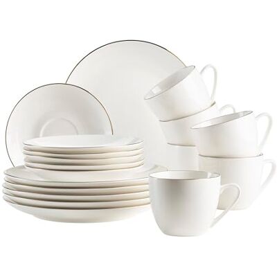 MÄSER Serie Felise, elegantes Kaffeegeschirr für 6 Personen, zeitlos, mit goldenem Rand, Porzellan, weiß MÄSER Serie Felise, elegantes Kaffeegeschirr für 6 Personen, zeitlos, mit goldenem Rand, Porzellan, weiß