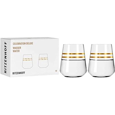 RITZENHOFF 6141003 Wasserglas 400 ml Serie Celebration Deluxe Set Nr. 3, 2 Stück mit Echt-Gold Made in Germany RITZENHOFF 6141003 Wasserglas 400 ml Serie Celebration Deluxe Set Nr. 3, 2 Stück mit Echt-Gold Made in Germany