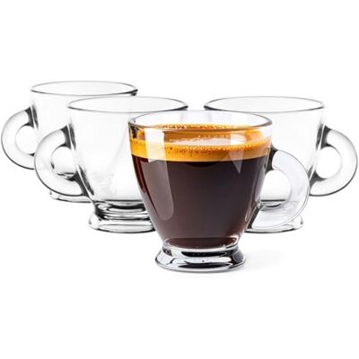 Glasmark KROSNO 1992 Espresso Gläser 4er Set 85 ml Kleine Tassen mit Henkel Spülmaschinenfeste Espressotassen aus Glas für Gastronomie und Haushalt Roma Glasmark KROSNO 1992 Espresso Gläser 4er Set 85 ml Kleine Tassen mit Henkel Spülmaschinenfeste Espressotassen aus Glas für Gastronomie und Haushalt Roma