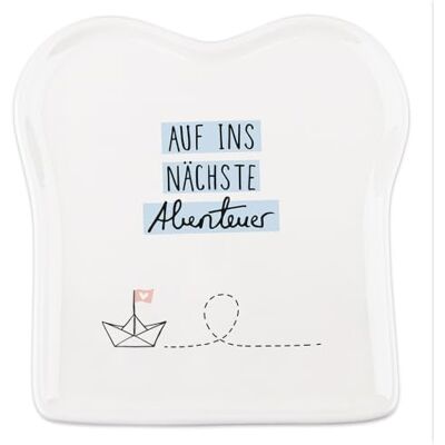 Grafik-Werkstatt Toast-Teller mit Spruch Porzellan Abenteuer, 14,5 x 15,5 cm Grafik-Werkstatt Toast-Teller mit Spruch Porzellan Abenteuer, 14,5 x 15,5 cm
