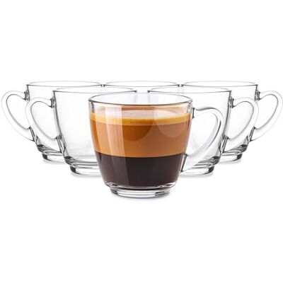 Glasmark KROSNO 1992 Tasse Kaffeetassen Set 6 Stück Glas Teetasse 360 ml Transparent Spülmaschinenfest Glasmark KROSNO 1992 Tasse Kaffeetassen Set 6 Stück Glas Teetasse 360 ml Transparent Spülmaschinenfest