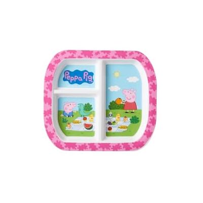 HOX Offiziell lizenzierte PP-Trennplatte mit 3 Fächern, BPA-frei, langlebig, leicht und kinderfreundliches Geschirr – Peppa Pig HOX Offiziell lizenzierte PP-Trennplatte mit 3 Fächern, BPA-frei, langlebig, leicht und kinderfreundliches Geschirr – Peppa Pig