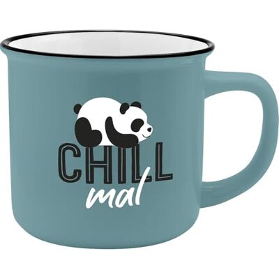 GRUSS & CO Becher Motiv "Chill mal" New Bone China Porzellan, Emaille-Optik, 35 cl Geschenk lustig 47516 GRUSS & CO Becher Motiv "Chill mal" New Bone China Porzellan, Emaille-Optik, 35 cl Geschenk lustig 47516
