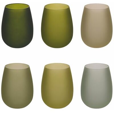 Villa D'este Set 6 bunte matte Wasserbecher Greenery - Trinkglas Villa D'este Set 6 bunte matte Wasserbecher Greenery - Trinkglas