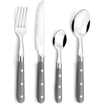 Pradel Essentiel Bistro-Club Tafelbesteck 24-teilig für 6 Personen – Edelstahl 18/0, Standard-Finish – Grau Pradel Essentiel Bistro-Club Tafelbesteck 24-teilig für 6 Personen – Edelstahl 18/0, Standard-Finish – Grau