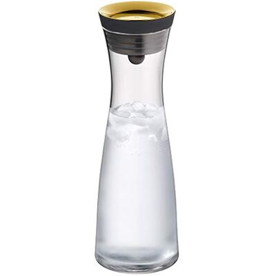 WMF Basic Wasserkaraffe aus Glas 1 Liter, Glaskaraffe mit Deckel, Silikondeckel, Wasserkaraffe mit Deckel, CloseUp-Verschluss, Karaffe goldener Deckel WMF Basic Wasserkaraffe aus Glas 1 Liter, Glaskaraffe mit Deckel, Silikondeckel, Wasserkaraffe mit Deckel, CloseUp-Verschluss, Karaffe goldener Deckel