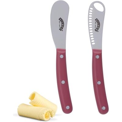 Kilner Buttermesser-Set 2-teiliges Butterstreuer & Curling Tooling Messer, Edelstahlklingen, dekorative Butterlocken & glattes Streuen, in Geschenkbox Kilner Buttermesser-Set 2-teiliges Butterstreuer & Curling Tooling Messer, Edelstahlklingen, dekorative Butterlocken & glattes Streuen, in Geschenkbox