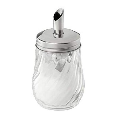 FMprofessional Zuckerdosierer 160 ml FLEURETTE, Ausgiesser aus Glas, Zuckerstreuer für einfaches Dosieren, Gießer für verschiedene Anlässe, hochwertiger Eingießer (Farbe: Silber), Menge: 1 Sück FMprofessional Zuckerdosierer 160 ml FLEURETTE, Ausgiesser aus Glas, Zuckerstreuer für einfaches Dosieren, Gießer für verschiedene Anlässe, hochwertiger Eingießer (Farbe: Silber), Menge: 1 Sück