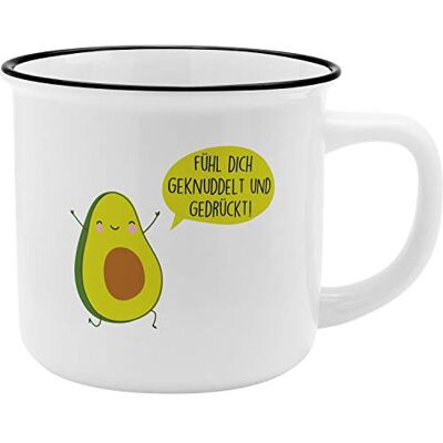 GRUSS & CO Becher Motiv "Avocado" New Bone China Porzellan, Emaille-Optik, 35 cl Geschenk, Sprüchetasse 46977 GRUSS & CO Becher Motiv "Avocado" New Bone China Porzellan, Emaille-Optik, 35 cl Geschenk, Sprüchetasse 46977