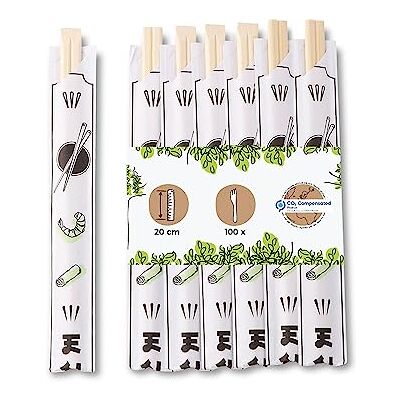 GREENBOX Bambus Essstäbchen 20 cm einzeln verpackt Naturprodukt biologisch abbaubar hygienisch verpackt in Papierhülle I Holzstäbchen Asia I Sushistäbchen Set Chopsticks Wood 100 Stück GREENBOX Bambus Essstäbchen 20 cm einzeln verpackt Naturprodukt biologisch abbaubar hygienisch verpackt in Papierhülle I Holzstäbchen Asia I Sushistäbchen Set Chopsticks Wood 100 Stück