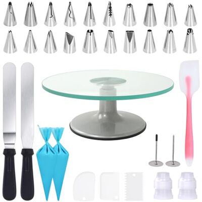 Uten 12" Cake Turntable Stand, Aluminum Heavy Duty Cake Revolving Stand Holder Rotary Table Cake Baking Decor Tools Uten 12" Cake Turntable Stand, Aluminum Heavy Duty Cake Revolving Stand Holder Rotary Table Cake Baking Decor Tools