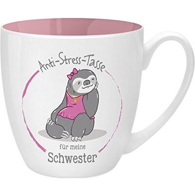 GRUSS & CO Anti-Stress-Tasse Motiv Schwester Tasse mit Spruch, 45 cl, New Bone China Geschenk für Sie 45507, 1 Stück (1er Pack) GRUSS & CO Anti-Stress-Tasse Motiv Schwester Tasse mit Spruch, 45 cl, New Bone China Geschenk für Sie 45507, 1 Stück (1er Pack)