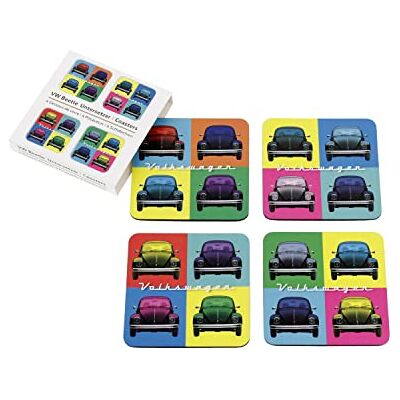 BRISA VW Collection Volkswagen Getränke-Glas-Kork-Untersetzer mit MDF Beschichtung und Käfer Design (4ER Set/Multicolor/Bunt) BRISA VW Collection Volkswagen Getränke-Glas-Kork-Untersetzer mit MDF Beschichtung und Käfer Design (4ER Set/Multicolor/Bunt)
