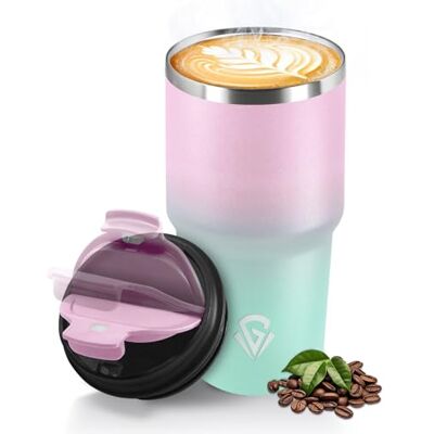 HoneyHolly Thermobecher 600 ml, Wiederverwendbar, Edelstahl Kaffeebecher-to-go Thermo, Auslaufsicher, Doppelwandiger Trinkbecher, Isolierbecher, Travel Mug für Heißen Kaffee, Tee und Kalte Getränke HoneyHolly Thermobecher 600 ml, Wiederverwendbar, Edelstahl Kaffeebecher-to-go Thermo, Auslaufsicher, Doppelwandiger Trinkbecher, Isolierbecher, Travel Mug für Heißen Kaffee, Tee und Kalte Getränke