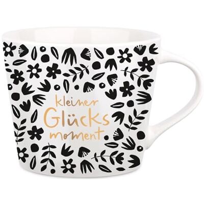Grafik-Werkstatt Kaffee-Tasse mit 100% Echtgold Porzellan Tasse 420 ml kleiner Glücksmoment, Weiß-schwarz Grafik-Werkstatt Kaffee-Tasse mit 100% Echtgold Porzellan Tasse 420 ml kleiner Glücksmoment, Weiß-schwarz