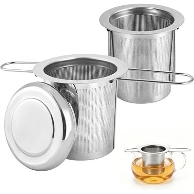 Elalove Teesieb für Losen Tee, Teesieb Edelstahl 304, Mit Klappbarem Griff und Deckel, Wiederverwendbarer Teefilter für Losen Tee, Feinmaschiges Sieb für Tasse, Teekanne und Thermoskanne Elalove Teesieb für Losen Tee, Teesieb Edelstahl 304, Mit Klappbarem Griff und Deckel, Wiederverwendbarer Teefilter für Losen Tee, Feinmaschiges Sieb für Tasse, Teekanne und Thermoskanne