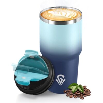 HoneyHolly Thermobecher 600 ml, Wiederverwendbar, Edelstahl Kaffeebecher-to-go Thermo, Auslaufsicher, Doppelwandiger Trinkbecher, Isolierbecher, Travel Mug für Heißen Kaffee, Tee und Kalte Getränke HoneyHolly Thermobecher 600 ml, Wiederverwendbar, Edelstahl Kaffeebecher-to-go Thermo, Auslaufsicher, Doppelwandiger Trinkbecher, Isolierbecher, Travel Mug für Heißen Kaffee, Tee und Kalte Getränke