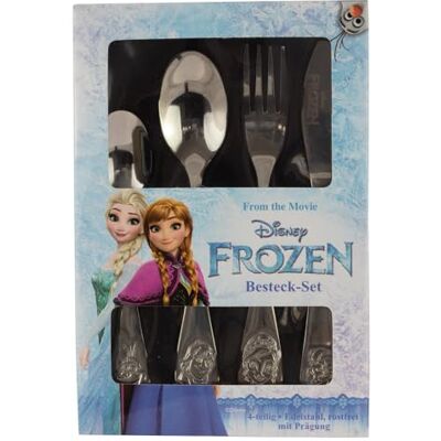 p:os 25650069 Frozen Die Eiskönigin Kinderbesteck, 4-teiliges Besteckset mit Messer, Gabel, Suppenlöffel und Dessertlöffel, Essbesteck mit Prägung aus rostfreiem Edelstahl p:os 25650069 Frozen Die Eiskönigin Kinderbesteck, 4-teiliges Besteckset mit Messer, Gabel, Suppenlöffel und Dessertlöffel, Essbesteck mit Prägung aus rostfreiem Edelstahl