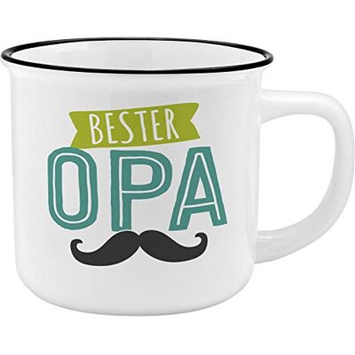 GRUSS & CO Becher Motiv "Opa" New Bone China Porzellan, Emaille-Optik, 35 cl Geschenk Opa 45767: Porzellan-Becher in nostalgischer Emaille-Optik GRUSS & CO Becher Motiv "Opa" New Bone China Porzellan, Emaille-Optik, 35 cl Geschenk Opa 45767: Porzellan-Becher in nostalgischer Emaille-Optik