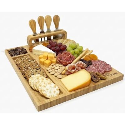 joeji's Kitchen Käseplatte Bambus Käsebrett mit Käsemesser Set Cheese Board Holz Servierplatte Ideal für Weihnachts Hochzeits- und Einweihungsgeschenke Geschenke joeji's Kitchen Käseplatte Bambus Käsebrett mit Käsemesser Set Cheese Board Holz Servierplatte Ideal für Weihnachts Hochzeits- und Einweihungsgeschenke Geschenke