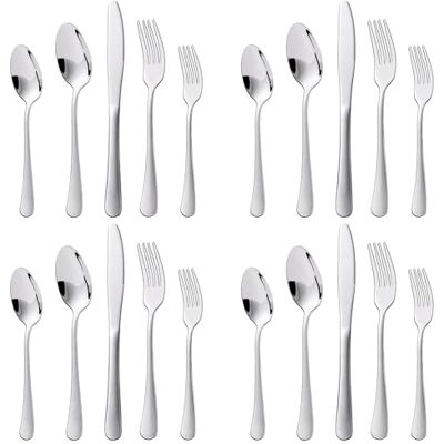 KitchenBoss Besteck Set 4 Personen: Besteckset 20 Teilig, Cutlery Set, Edelstahl Besteck, Essbesteck, Spülmaschinenfest Silber KitchenBoss Besteck Set 4 Personen: Besteckset 20 Teilig, Cutlery Set, Edelstahl Besteck, Essbesteck, Spülmaschinenfest Silber