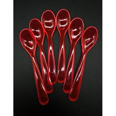 Kimmel 6 Stück Löffel Eierlöffel 12 cm Eislöffel Joghurtlöffel Dessertlöffel, Mehrwegbesteck, aus geprüften Kunststoff, Farbe rot-glasklar Kimmel 6 Stück Löffel Eierlöffel 12 cm Eislöffel Joghurtlöffel Dessertlöffel, Mehrwegbesteck, aus geprüften Kunststoff, Farbe rot-glasklar