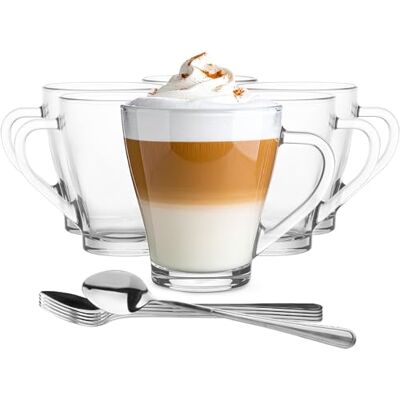 Glasmark KROSNO 1992 Latte Macchiato Gläser Mit Henkel Und Löffel 6 Stück 360 ml Transparentes Glas Kaffeetassen Cappuccino Eistee Teegläser Glasmark KROSNO 1992 Latte Macchiato Gläser Mit Henkel Und Löffel 6 Stück 360 ml Transparentes Glas Kaffeetassen Cappuccino Eistee Teegläser