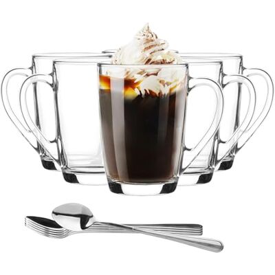 Glasmark KROSNO 1992 Latte Macchiato Gläser Mit Henkel Und Löffel 6 Stück 300 ml Kaffeetassen Cappuccino Eistee Teegläser Transparentes Glas Glasmark KROSNO 1992 Latte Macchiato Gläser Mit Henkel Und Löffel 6 Stück 300 ml Kaffeetassen Cappuccino Eistee Teegläser Transparentes Glas
