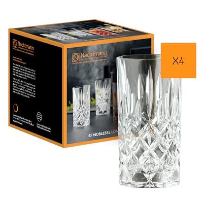 Nachtmann 4-teiliges Longdrinkgläser Set, 395 ml, Noblesse, 89208, Cocktailgläser aus Kristallglas, Trinkgläser spülmaschinenfest Nachtmann 4-teiliges Longdrinkgläser Set, 395 ml, Noblesse, 89208, Cocktailgläser aus Kristallglas, Trinkgläser spülmaschinenfest