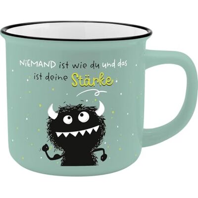 Sheepworld H:PPY life Tasse Monster mit Spruch Stärke Becher mit schwarzem Trinkrand, 35 cl, Höhe 8,4 cm lustiges Geschenk, für Freunde 74161 Sheepworld H:PPY life Tasse Monster mit Spruch Stärke Becher mit schwarzem Trinkrand, 35 cl, Höhe 8,4 cm lustiges Geschenk, für Freunde 74161