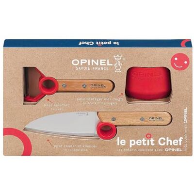 OPINEL Kinder Sicherheit Küchenmesser Set Le Petit Chef 3-teilig Edelstahl Messer und Schäler mit Fingerschutz rot, ergonomischer Griff, Kochset für Kinder Küche OPINEL Kinder Sicherheit Küchenmesser Set Le Petit Chef 3-teilig Edelstahl Messer und Schäler mit Fingerschutz rot, ergonomischer Griff, Kochset für Kinder Küche