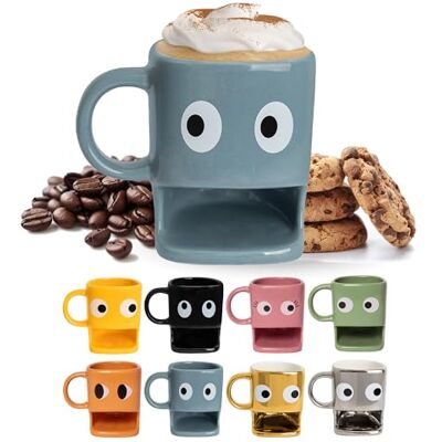 FISURA – Originelle Tasse zum Verschenken “Augen”. Blaue Tasse mit Keksfach. Keramiktasse mit Platz für Kekse. Fassungsvermögen 240 ml, originelle Geschenkidee. FISURA – Originelle Tasse zum Verschenken “Augen”. Blaue Tasse mit Keksfach. Keramiktasse mit Platz für Kekse. Fassungsvermögen 240 ml, originelle Geschenkidee.