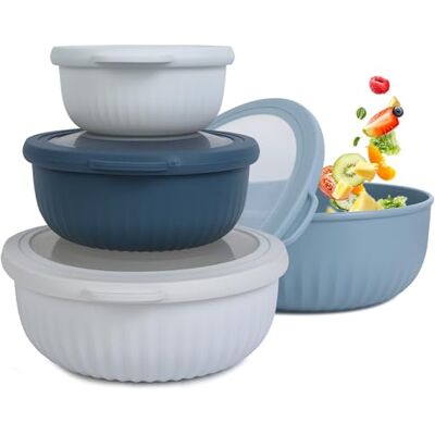 Cozary 4pcs Salatschüssel mit Deckel (400ML, 780ML,1400ML, 2200ML), Salatschüssel Groß, Stapelbar, Servierschalen Ideal zum Mischen und Servieren, BPA-frei, Mikrowellengeeignet und Spülmaschinenfest Cozary 4pcs Salatschüssel mit Deckel (400ML, 780ML,1400ML, 2200ML), Salatschüssel Groß, Stapelbar, Servierschalen Ideal zum Mischen und Servieren, BPA-frei, Mikrowellengeeignet und Spülmaschinenfest