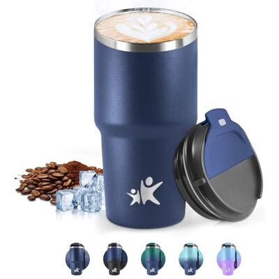 HoneyHolly Thermobecher 600 ml, Wiederverwendbar, Edelstahl Kaffeebecher-to-go Thermo, Auslaufsicher, Doppelwandiger Trinkbecher, Isolierbecher, Travel Mug für Heißen Kaffee, Tee und Kalte Getränke HoneyHolly Thermobecher 600 ml, Wiederverwendbar, Edelstahl Kaffeebecher-to-go Thermo, Auslaufsicher, Doppelwandiger Trinkbecher, Isolierbecher, Travel Mug für Heißen Kaffee, Tee und Kalte Getränke