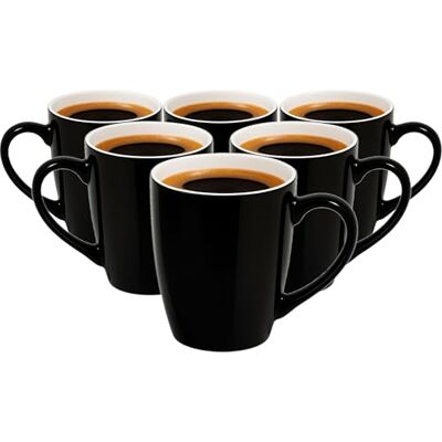 Glasmark KROSNO 1992 Tasse Set 6 Stück Kaffeetassen Keramik Tassen Teetasse Groß 350 ml Schwarz Glasmark KROSNO 1992 Tasse Set 6 Stück Kaffeetassen Keramik Tassen Teetasse Groß 350 ml Schwarz