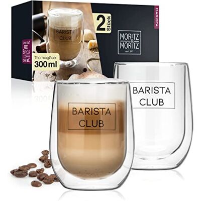 Moritz & Moritz Barista 2 x 300 ml Kaffeegläser Doppelwandig – Doppelwandige Gläser für Kaffee, Tee oder Dessert Spülmaschinengeeignet Moritz & Moritz Barista 2 x 300 ml Kaffeegläser Doppelwandig – Doppelwandige Gläser für Kaffee, Tee oder Dessert Spülmaschinengeeignet