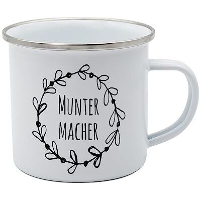 Gedalabels Tasse Muntermacher Emaille 350ml, Weiß Gedalabels Tasse Muntermacher Emaille 350ml, Weiß