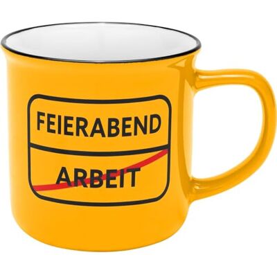 GRUSS & CO Becher mit Motivdruck "Feierabend" Kaffeebecher, Porzellan, 35 cl, in Geschenk-Banderole lustiges Geschenk, Männergeschenk 48947, Gelb GRUSS & CO Becher mit Motivdruck "Feierabend" Kaffeebecher, Porzellan, 35 cl, in Geschenk-Banderole lustiges Geschenk, Männergeschenk 48947, Gelb