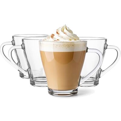 Glasmark KROSNO 1992 Hugo Kaffeegläser-Set 4-teilig Cappuccino Eiskaffee Gläser Becher Spülmaschinenfest 4x360 ml, Farblos Glasmark KROSNO 1992 Hugo Kaffeegläser-Set 4-teilig Cappuccino Eiskaffee Gläser Becher Spülmaschinenfest 4x360 ml, Farblos