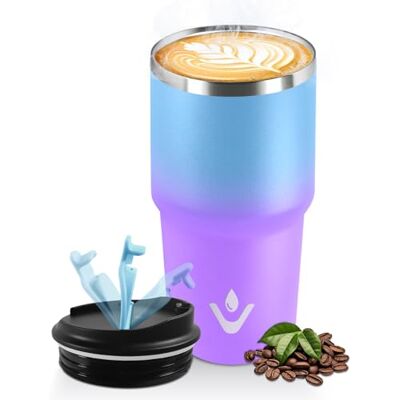 HoneyHolly Thermobecher 600 ml, Wiederverwendbar, Edelstahl Kaffeebecher-to-go Thermo, Auslaufsicher, Doppelwandiger Trinkbecher, Isolierbecher, Travel Mug für Heißen Kaffee, Tee und Kalte Getränke HoneyHolly Thermobecher 600 ml, Wiederverwendbar, Edelstahl Kaffeebecher-to-go Thermo, Auslaufsicher, Doppelwandiger Trinkbecher, Isolierbecher, Travel Mug für Heißen Kaffee, Tee und Kalte Getränke