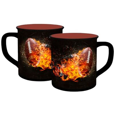 Gedalabels Tasse American Football Fireball Emaille-Optik 400ml Gedalabels Tasse American Football Fireball Emaille-Optik 400ml
