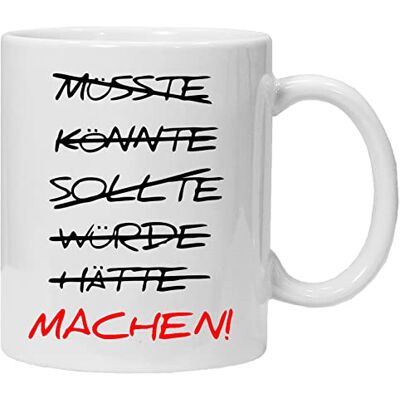 Acen Merchandise HÄTTE, KÖNNTE, SOLLTE, WÜRDE MACHEN Tasse mit Motiv, bedruckte Fun Tasse mit Sprüchen oder lustigen Motiven Acen Merchandise HÄTTE, KÖNNTE, SOLLTE, WÜRDE MACHEN Tasse mit Motiv, bedruckte Fun Tasse mit Sprüchen oder lustigen Motiven