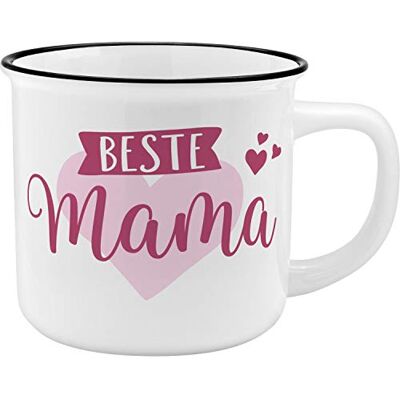 GRUSS & CO Becher Motiv "Mama" New Bone China Porzellan, Emaille-Optik, 35 cl Geschenk Mama, Muttertag 45764 GRUSS & CO Becher Motiv "Mama" New Bone China Porzellan, Emaille-Optik, 35 cl Geschenk Mama, Muttertag 45764