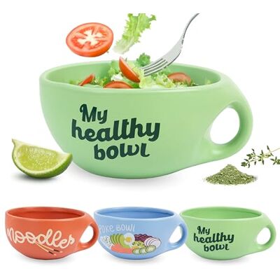 FISURA – Salatschüssel grün My Healthy Bowl. Große Frühstücksschüssel. Suppenschale aus Keramik 680 ml für Müsli, Salat oder Suppe. 19,5 zentimeter x 8,5 zentimeter FISURA – Salatschüssel grün My Healthy Bowl. Große Frühstücksschüssel. Suppenschale aus Keramik 680 ml für Müsli, Salat oder Suppe. 19,5 zentimeter x 8,5 zentimeter